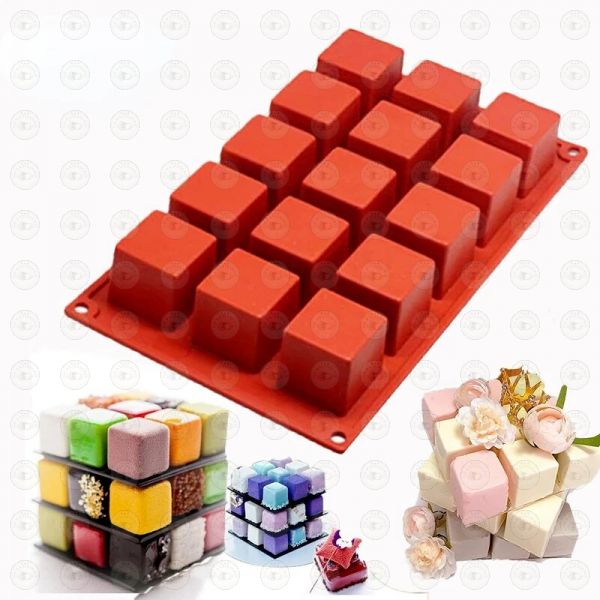 15 cavités 1,4 pouce moule en silicone carré, moule cube pour faire des  bonbons au chocolat, gâteau, plateau à glaçons, pralines aux truffes,  paquet de 2